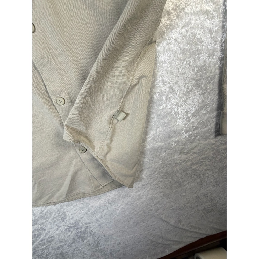 Lululemon Mens Long Sleeve Button Up Shirt Tan Khaki Tech Performance Small - Picture 4 of 9